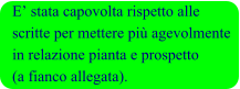 E’ stata capovolta rispetto alle  scritte per mettere più agevolmente  in relazione pianta e prospetto  (a fianco allegata).